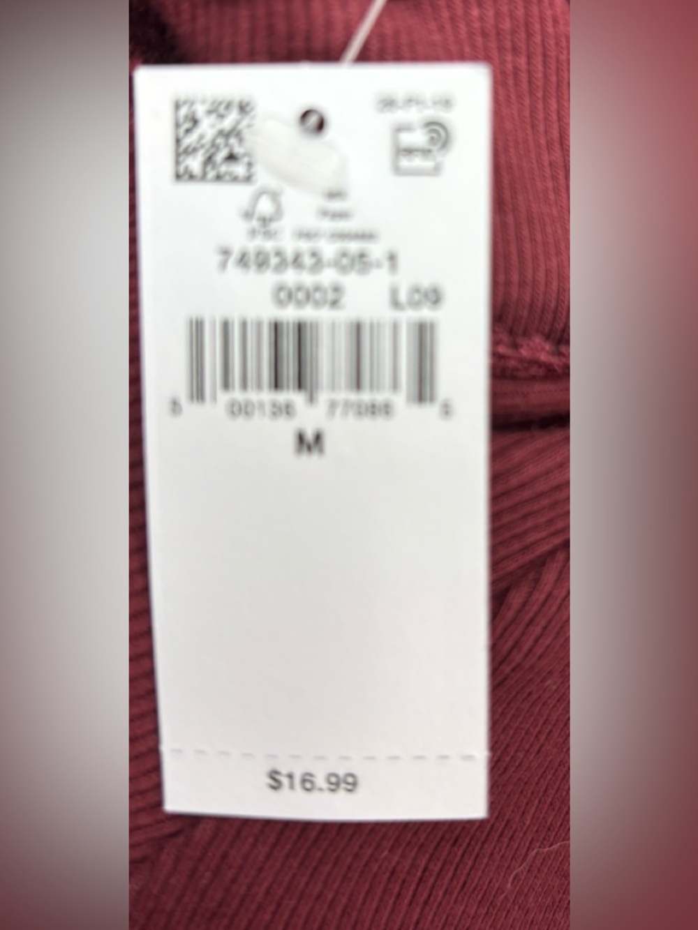 Old Navy M Micro Ribbed Square Neck Capped Sleeve Top - Wine - Picture 5 of 6
